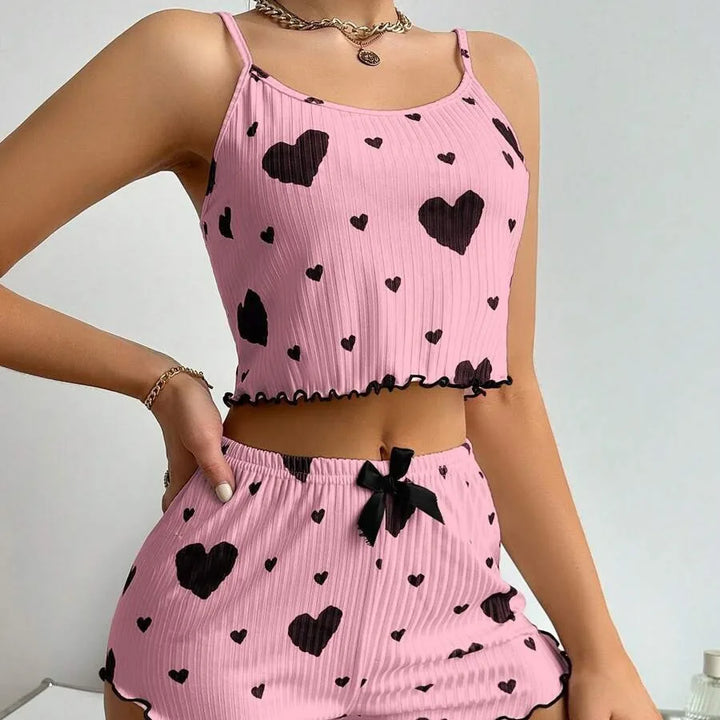 Conjunto de pijamas femininos regata curta e shorts