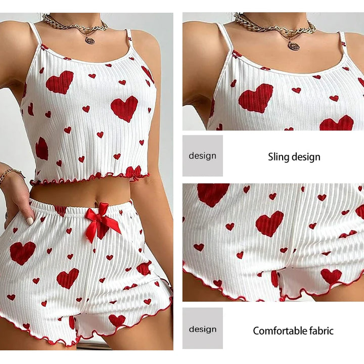 Conjunto de pijamas femininos regata curta e shorts