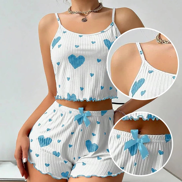 Conjunto de pijamas femininos regata curta e shorts