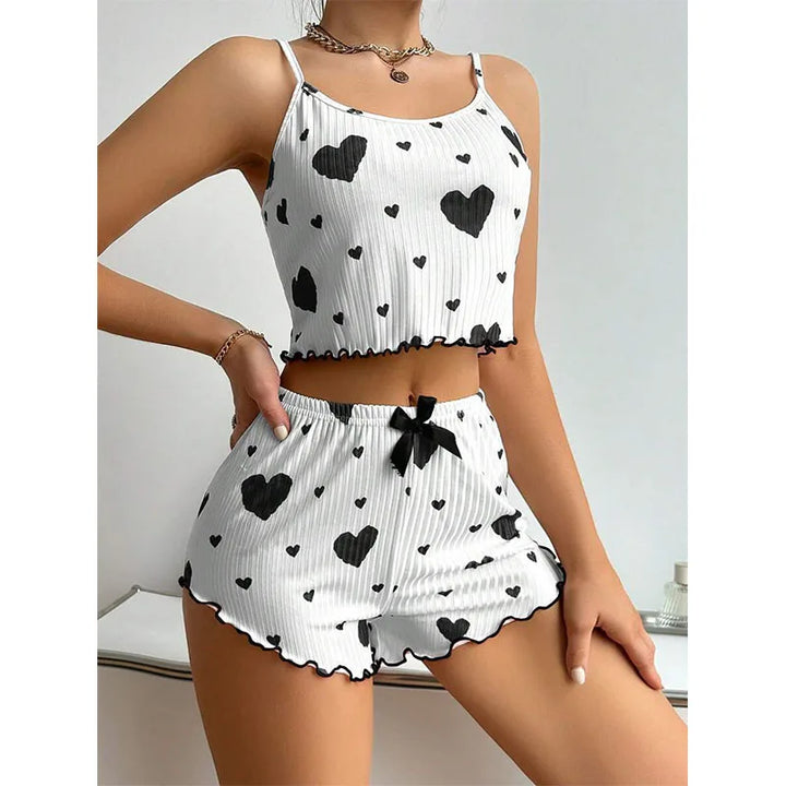 Conjunto de pijamas femininos regata curta e shorts